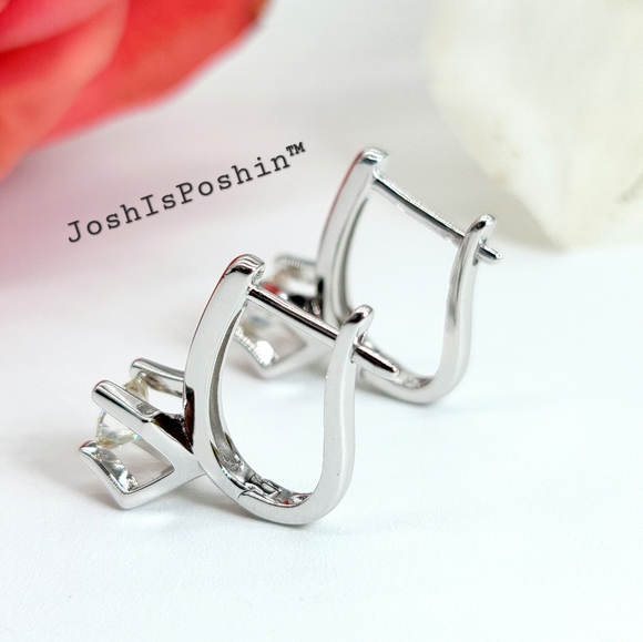 1CT. T.W. Moissanite round cut latch back earrings in sterling silver - Picture 4 of 14